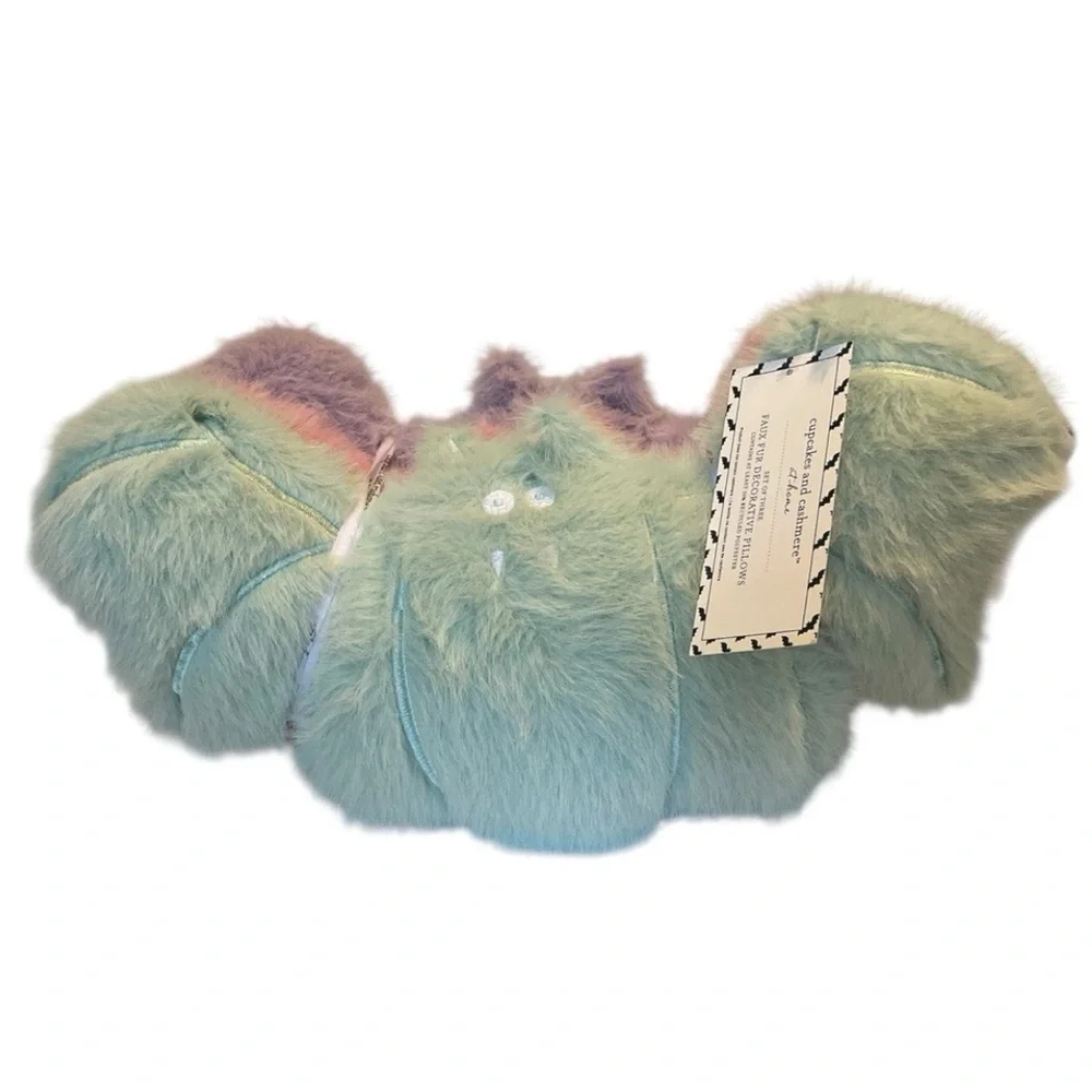 Cupcakes & Cashmere Pastel Faux Fur Halloween Bat Pillows New Release Set of 3